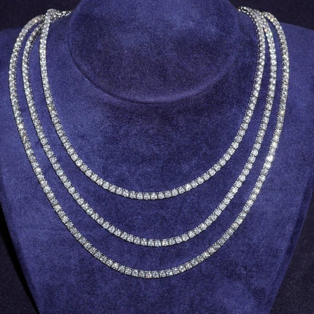 HUGE SALE! 3mm Moissanite Tennis Chain 18-22in S925 GRA Cert Pass Tester